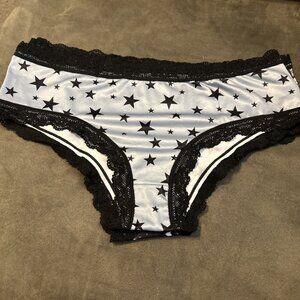 Morvia lace trim cheeky goth Emo panties S black stars Lingerie
